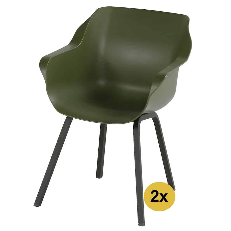 2x Sophie Element dining tuinstoel mosgroen Hartman