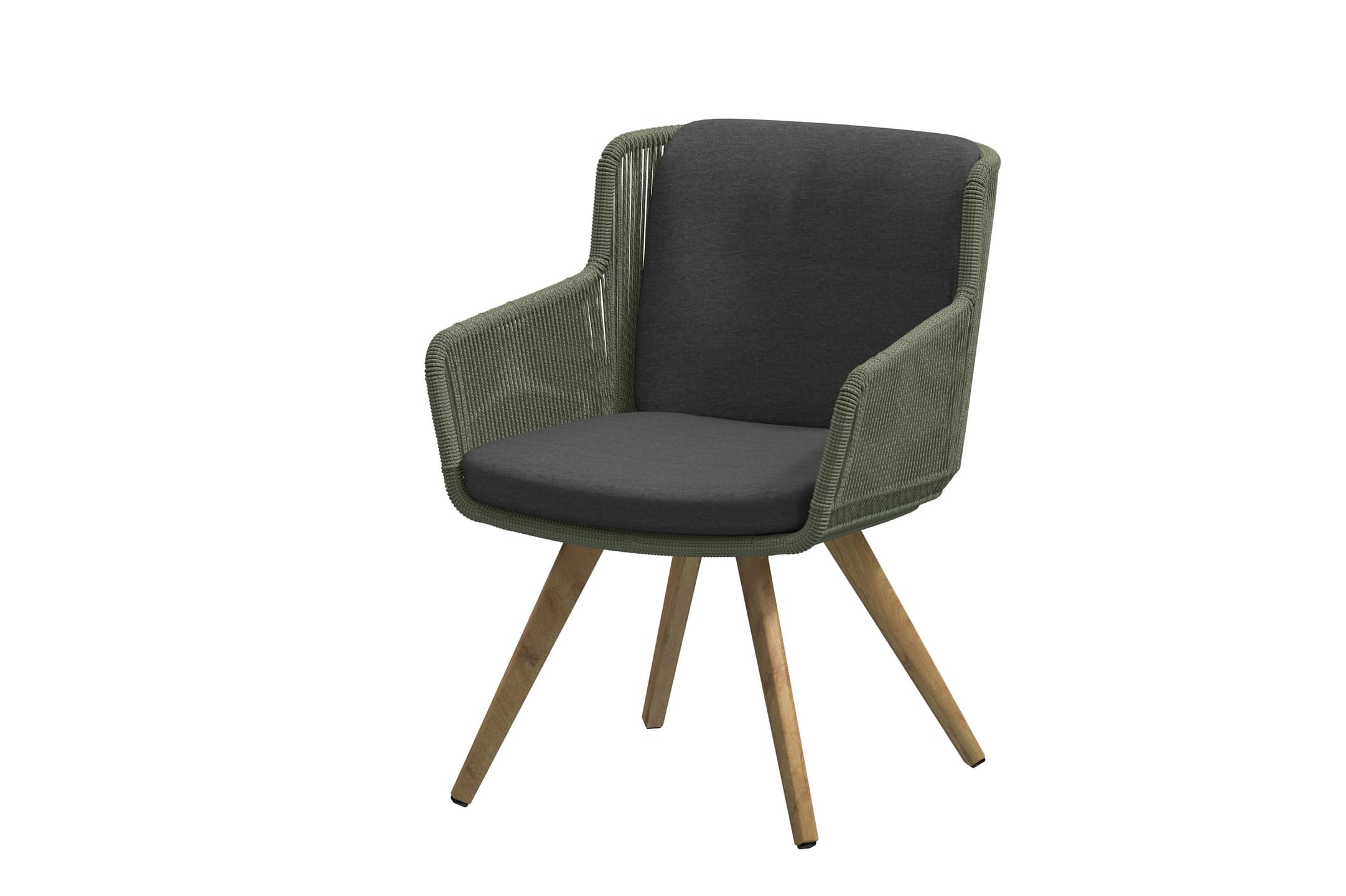 4SO Flores dining tuinstoel green rope Teak