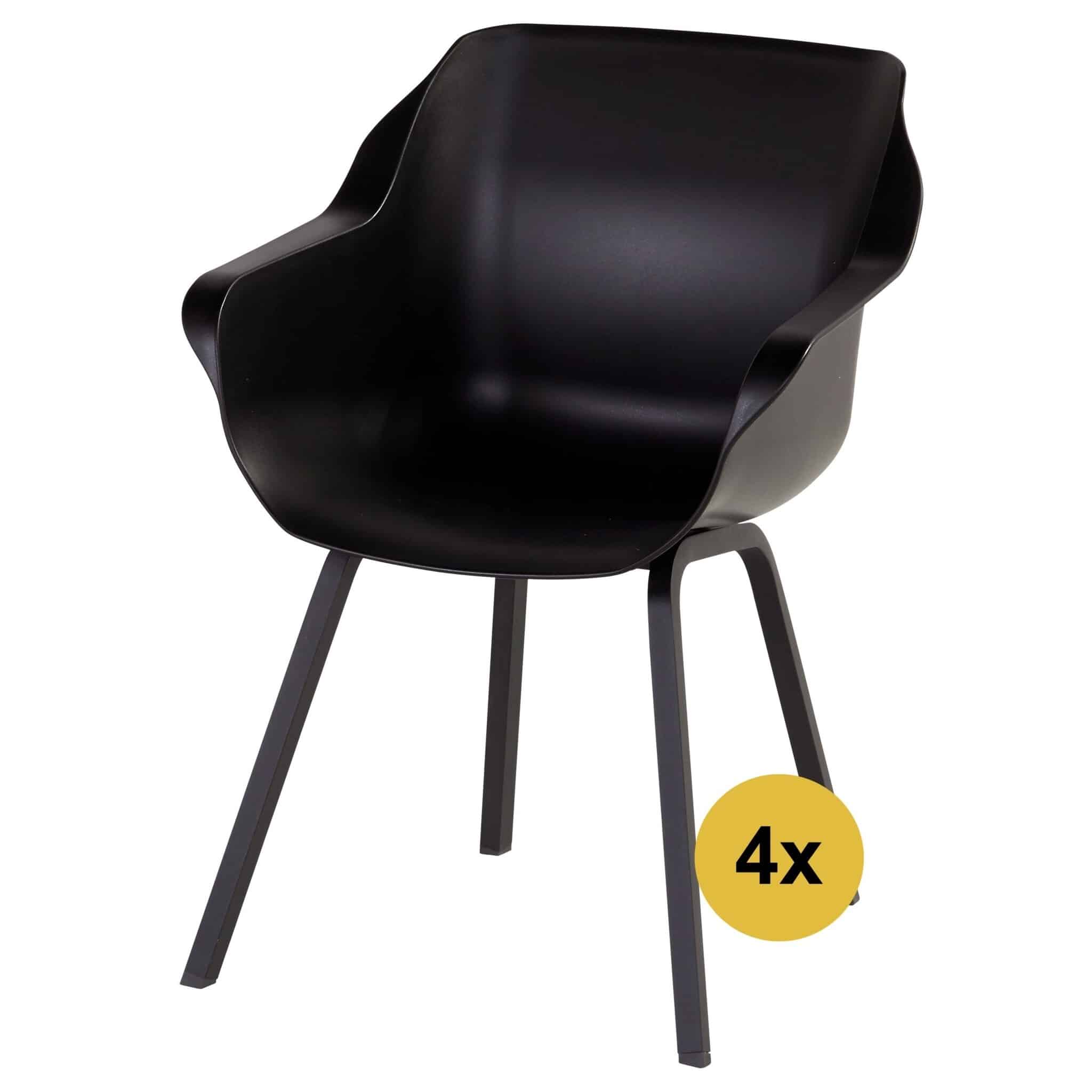 4x Sophie Element dining tuinstoel zwart Hartman