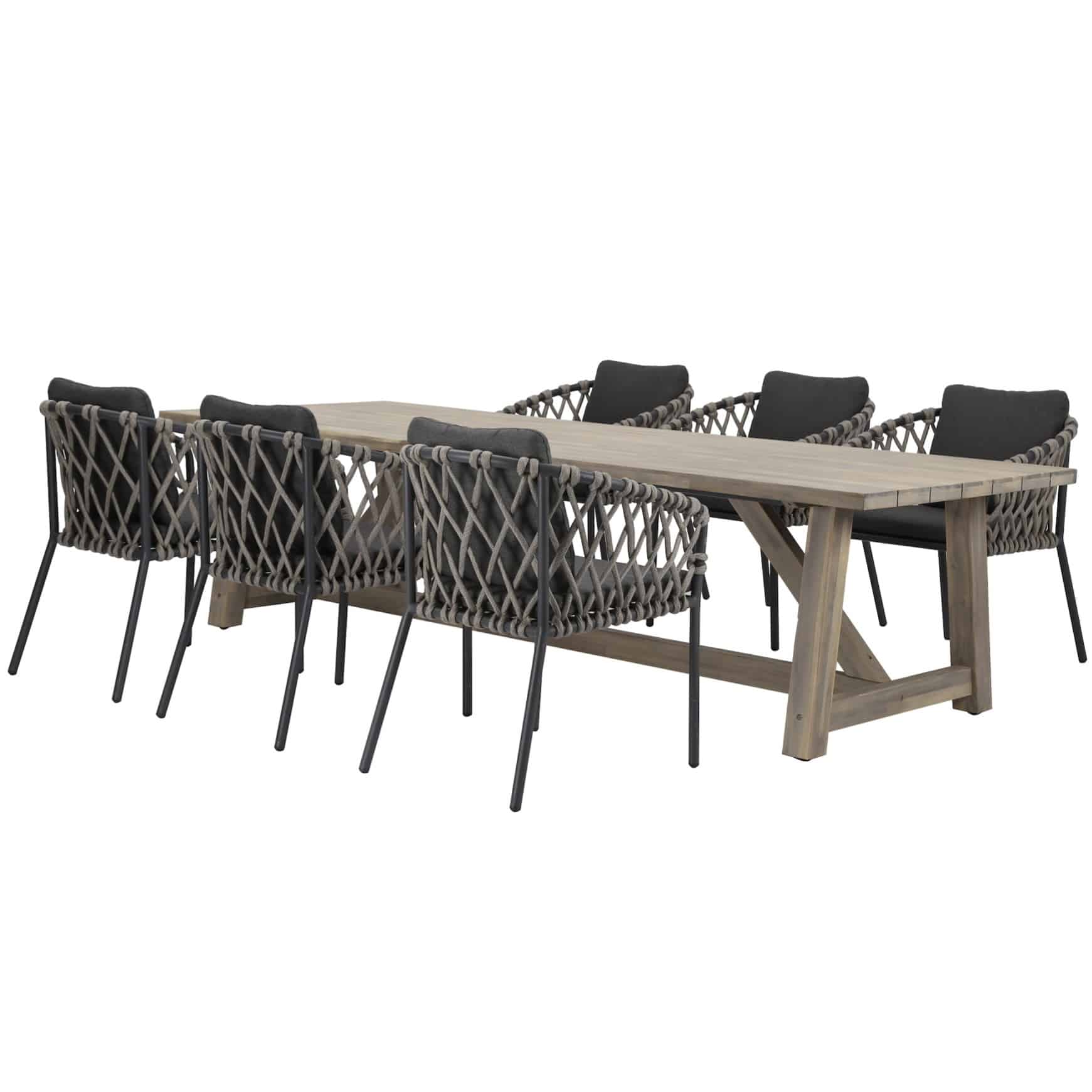 Amalfi Ravello dining tuinset 250x100xH76 cm 7 delig rope acacia