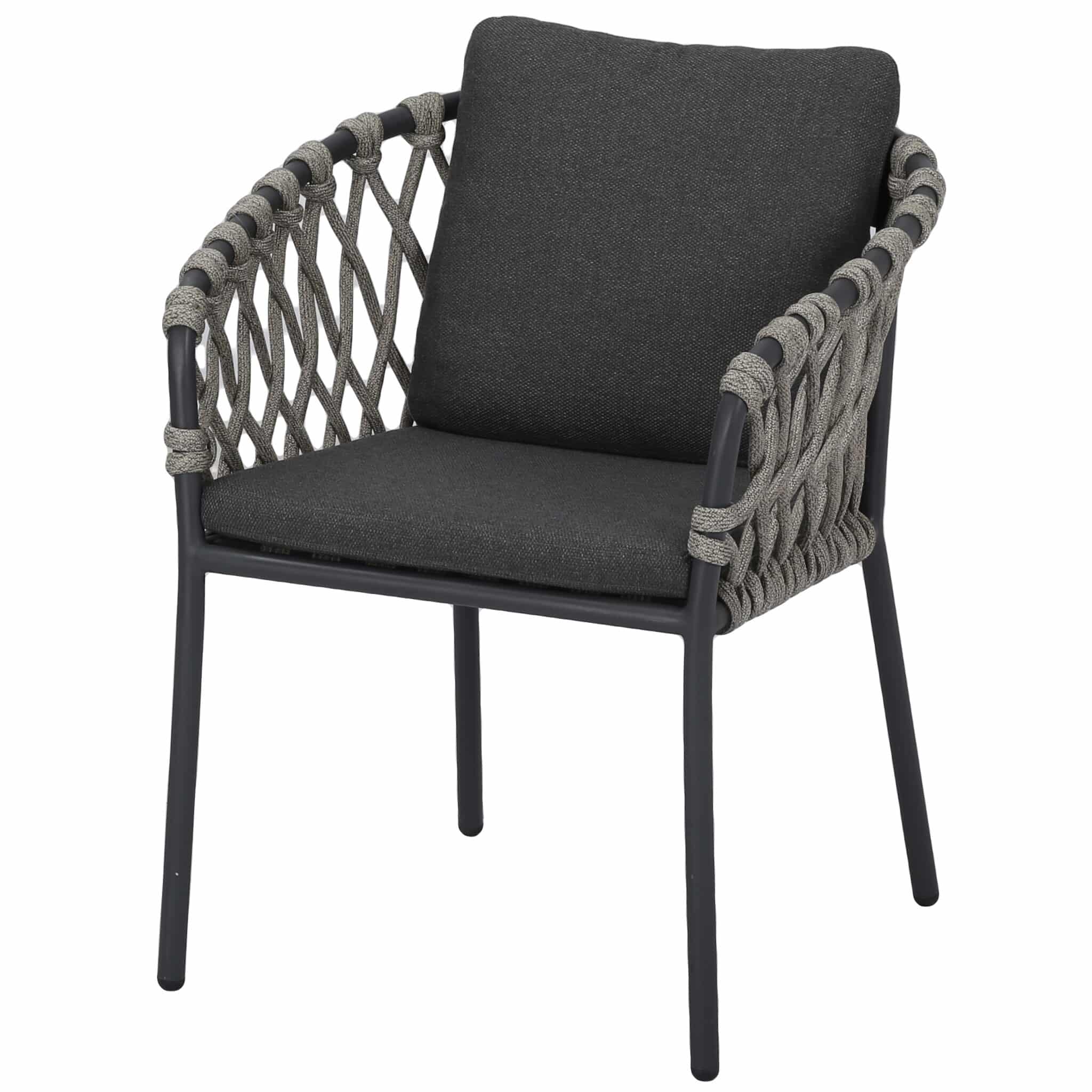 Amalfi dining tuinstoel antraciet aluminium rope
