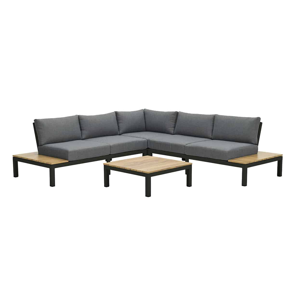 Antoinette lounge set 4-dlg c. black/mystic grey/teak look - Garden impressions