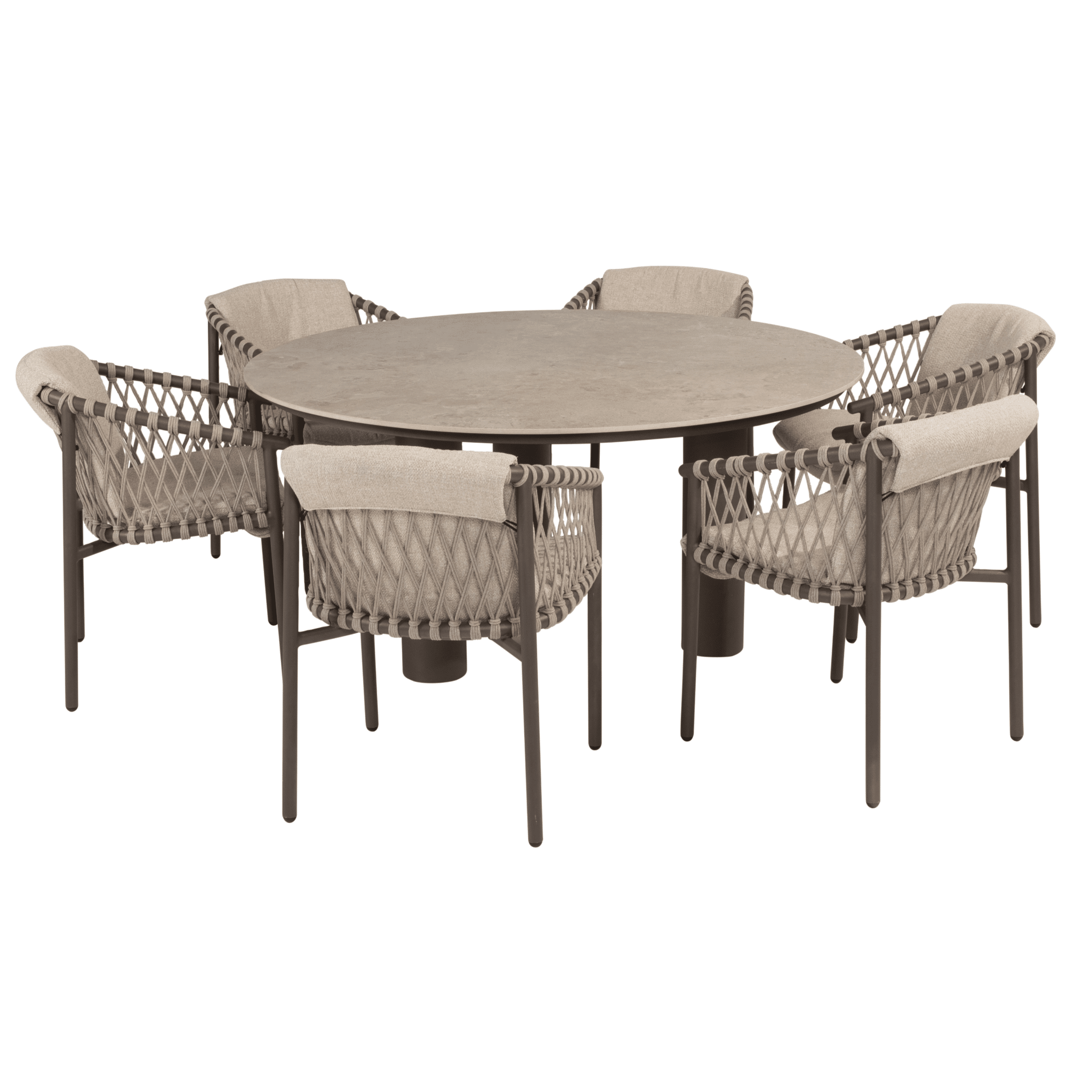 Arizona Allora dining tuinset 160 cm rond 7 delig ceramic terre 4 Seasons Outdoor