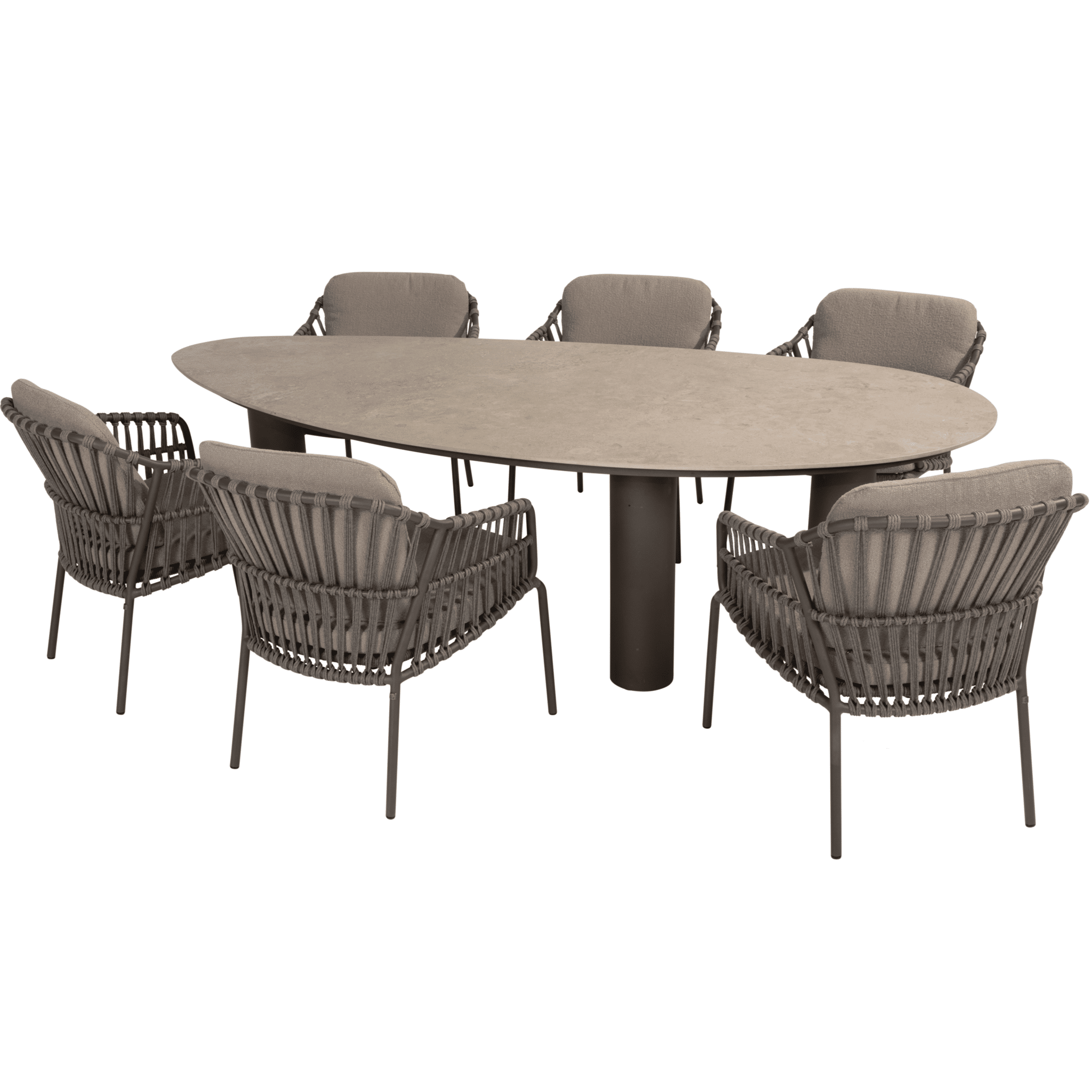 Arizona Capalbio dining tuinset 240x130xH75 cm 7 delig pebble keramiek terre 4 Seasons Outdoor