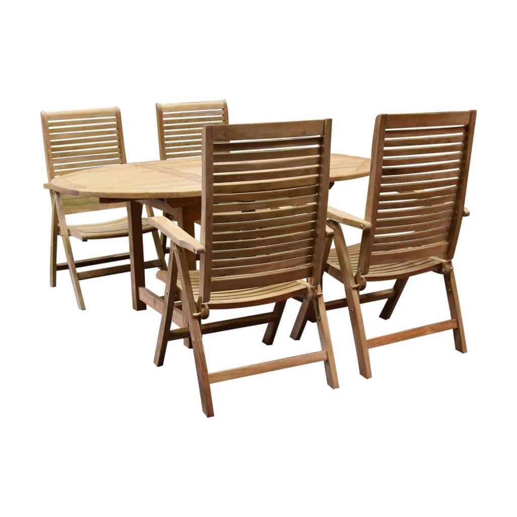 Arona Ovaal uitschuifbare dining tuinset 160-210x100 cm blad 2,8 cm 5-delig teakhout