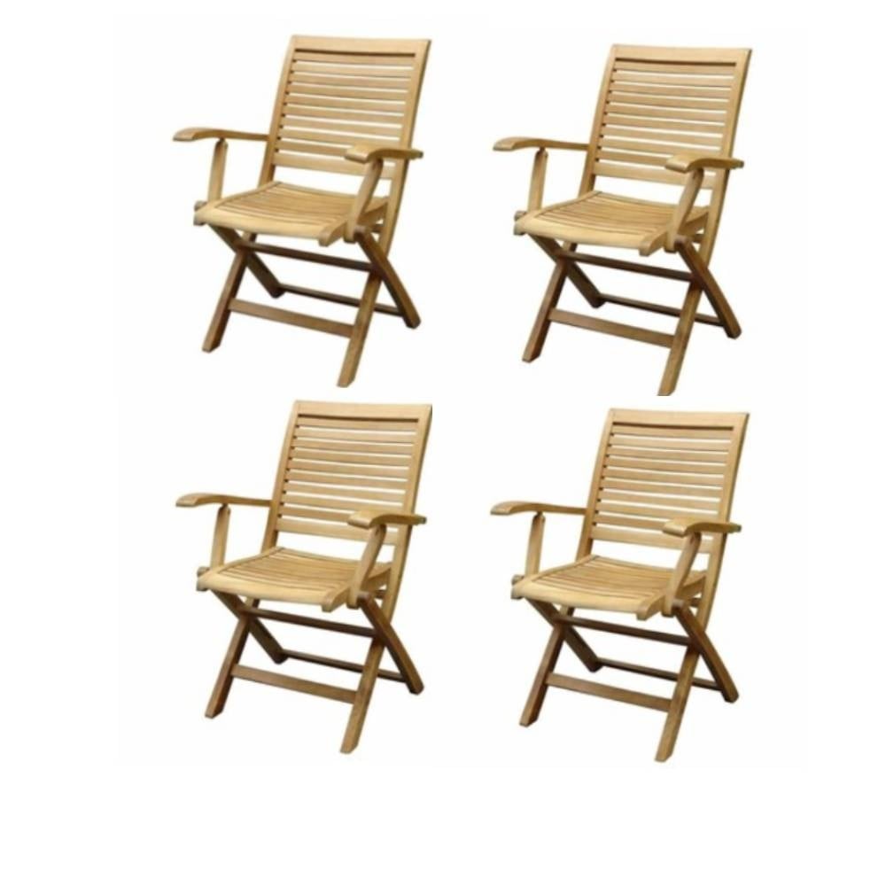 Arona dining tuinstoel inklapbaar met armleuning teak set van 4