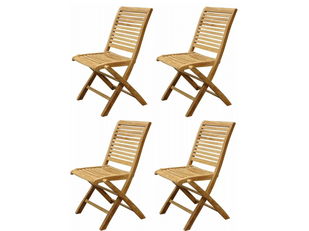 Arona dining tuinstoel inklapbaar teak set van 4 stoelen