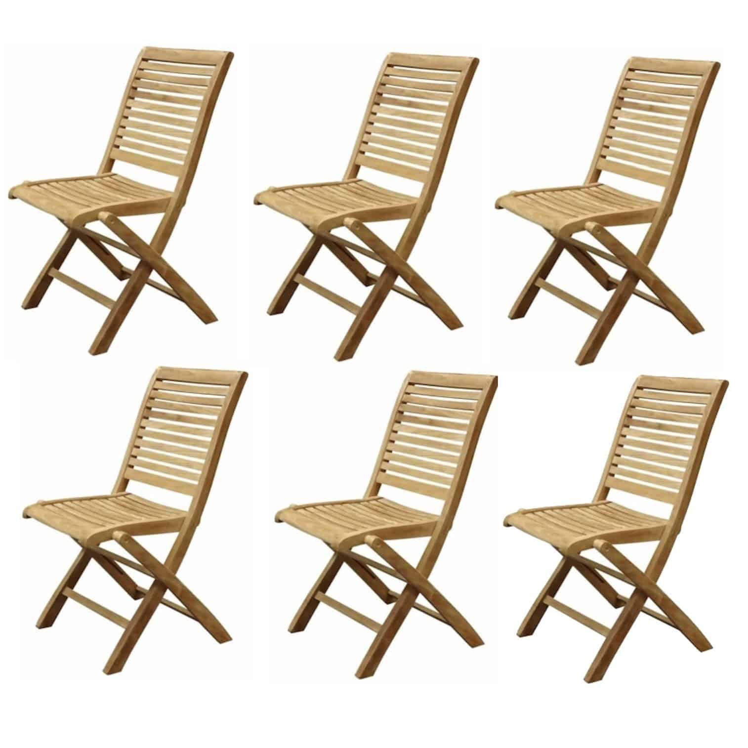 Arona dining tuinstoel inklapbaar teak set van 6 stoelen