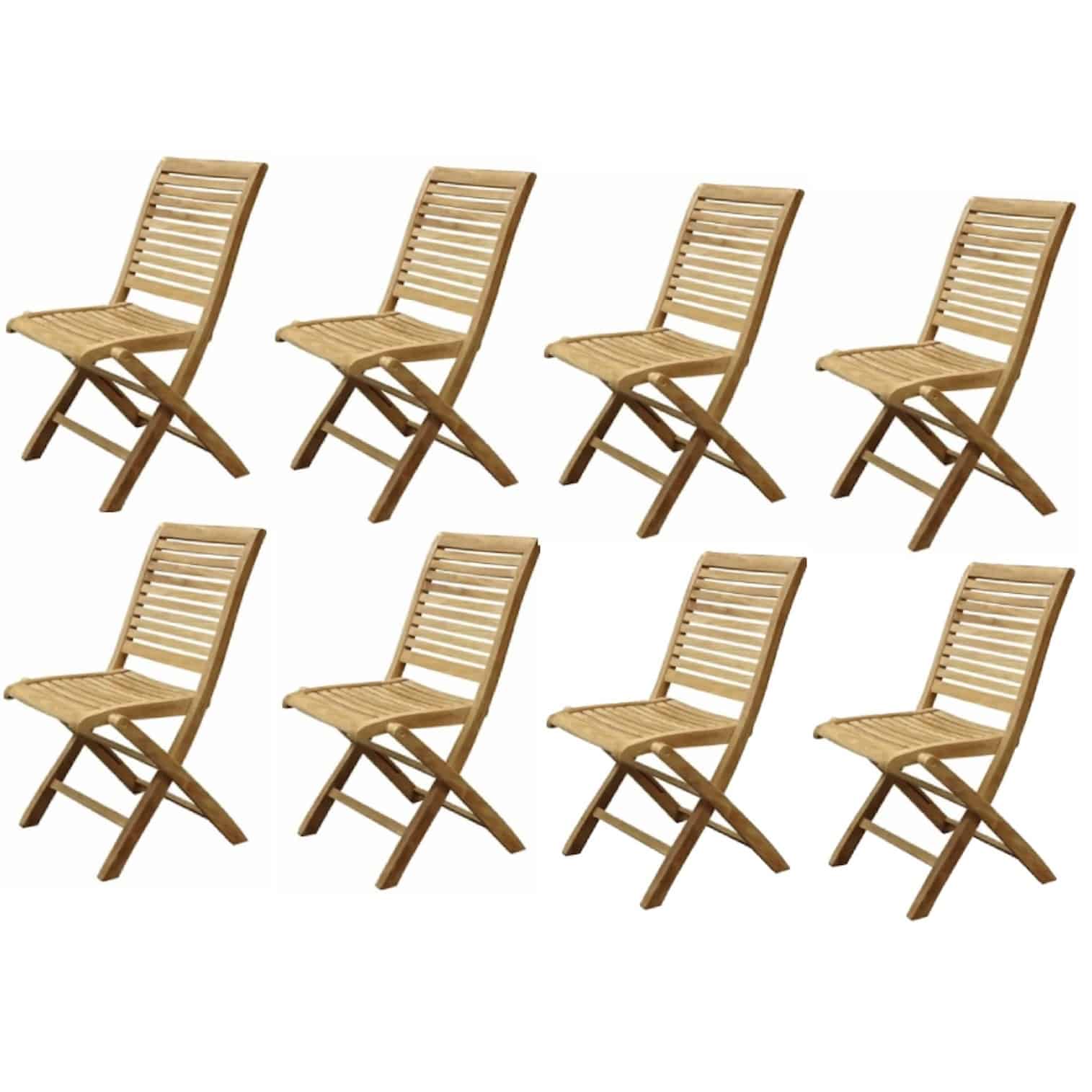 Arona dining tuinstoel inklapbaar teak set van 8