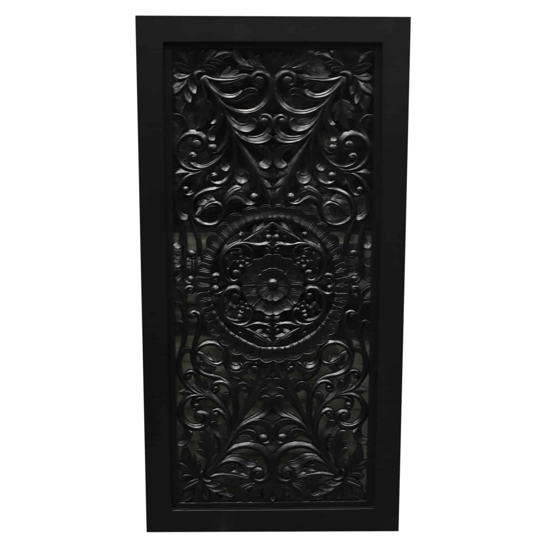 Bangkok wandpaneel houtsnijwerk mahonie black 180x90x6 cm