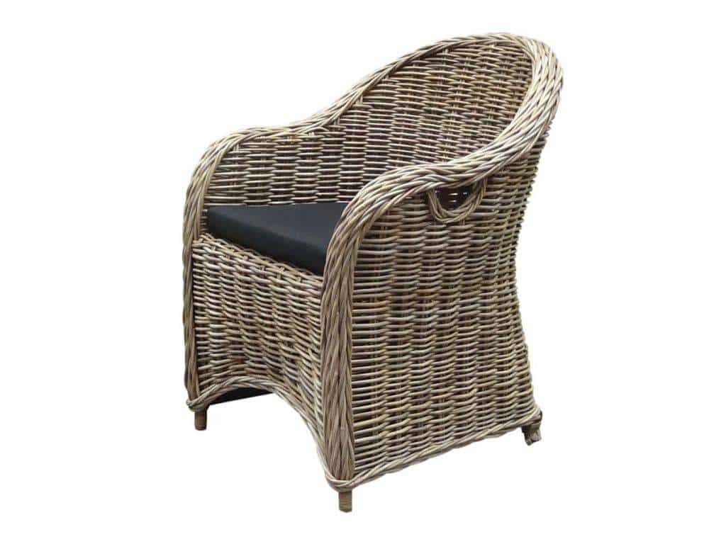 Barcelona dining tuinstoel naturel rotan - olefin black