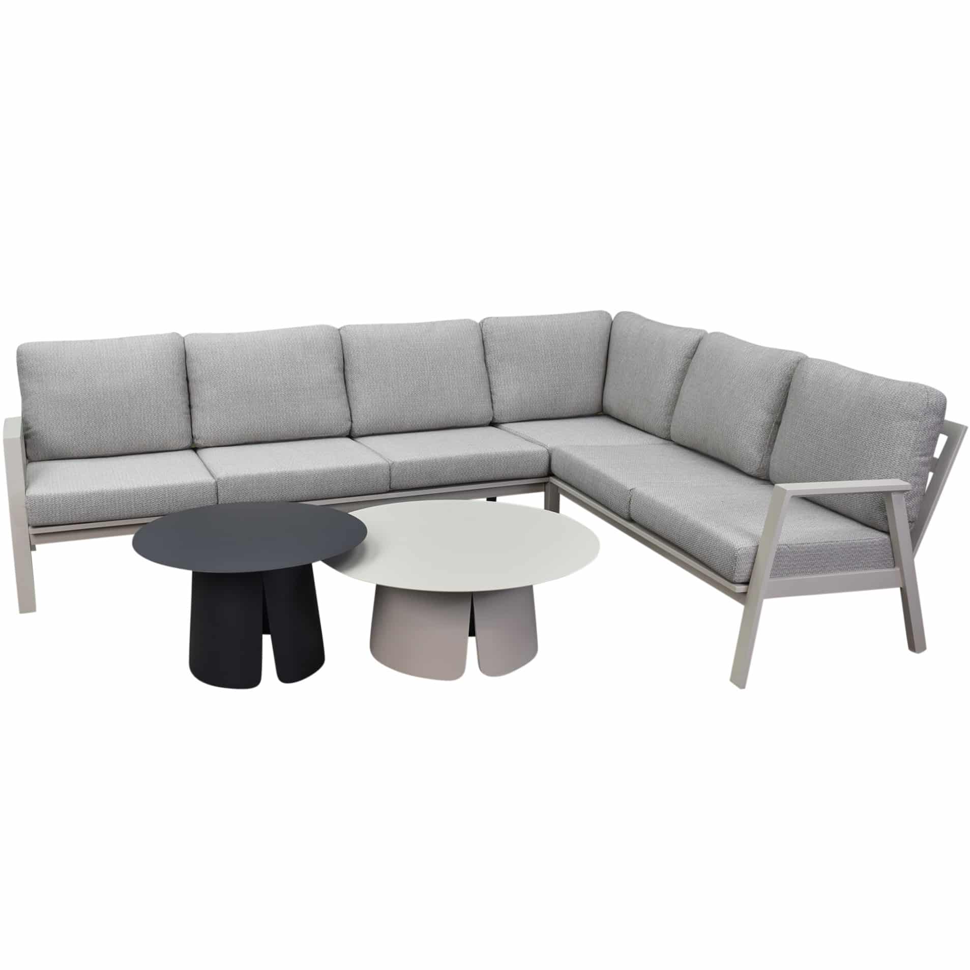 Barolo hoek loungeset 5 delig aluminium latte zand
