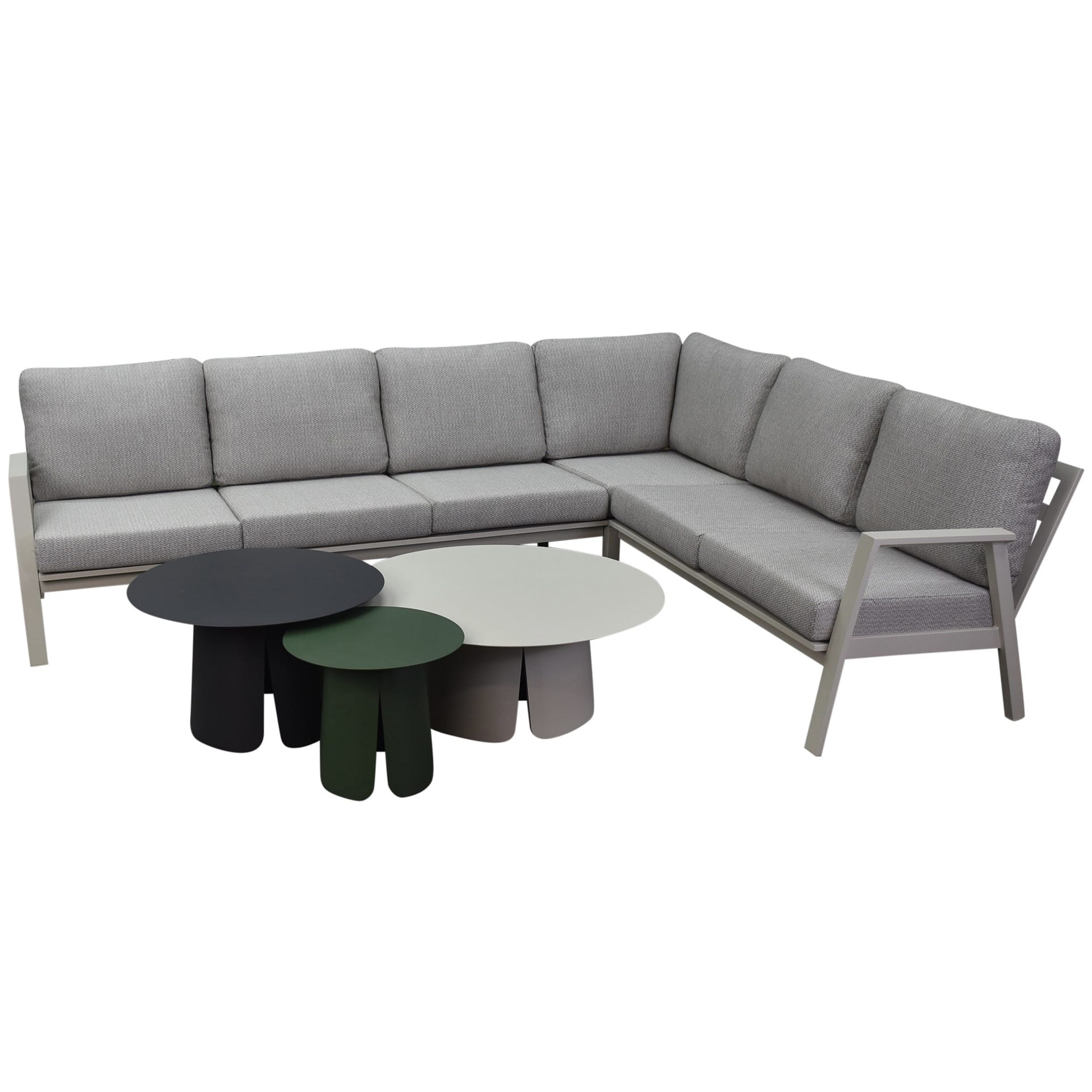 Barolo hoek loungeset 6 delig aluminium latte zand