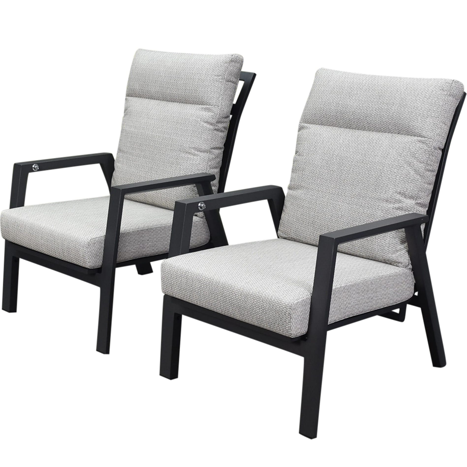 Barolo lounge balkonset 2 delig verstelbaar antraciet aluminium