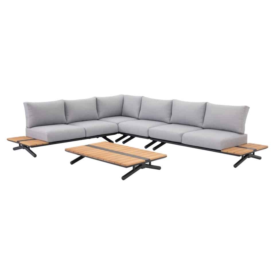 Bella Donna platform hoek loungeset 5 delig aluminium antraciet teak