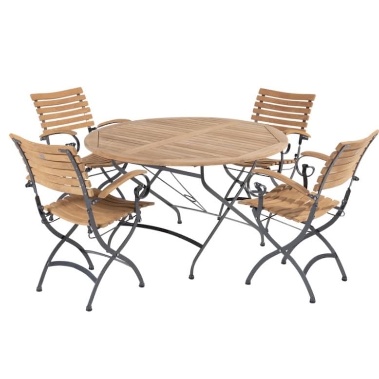Bellini dining tuinset 120 cm rond 5 delig teak 4 Seasons Outdoor