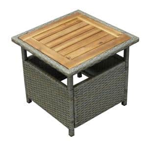 Bijzettafel buiten - Aluminium Wicker Robinahout - Grijs 45 x 40 cm