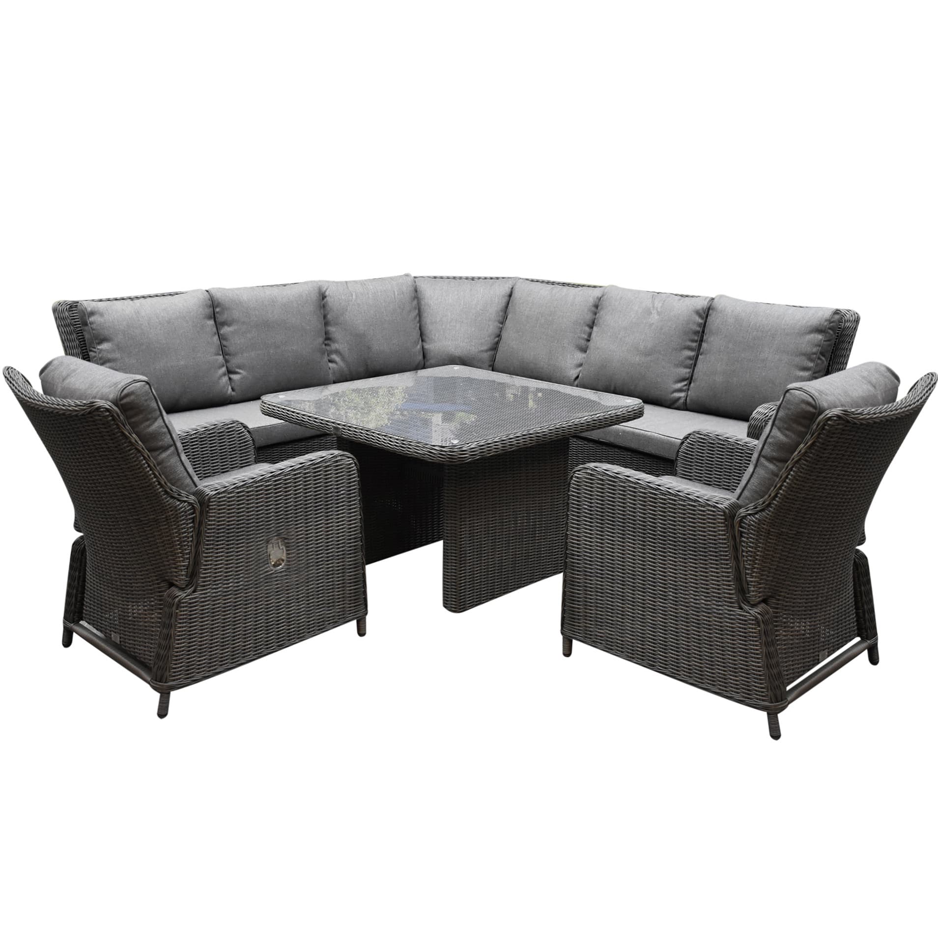 Bilbao Premium dining hoek loungeset 6 delig verstelbaar antraciet wicker