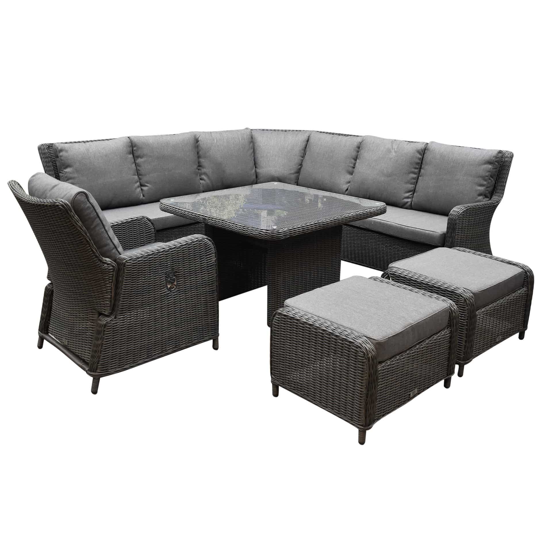 Bilbao Premium dining hoek loungeset 7 delig verstelbaar antraciet wicker