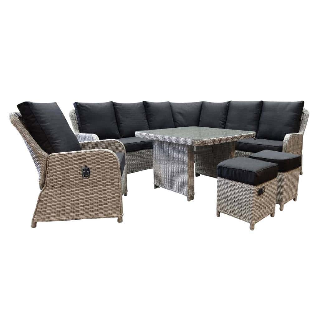 Bilbao hoek dining loungeset 7-delig wit grijs