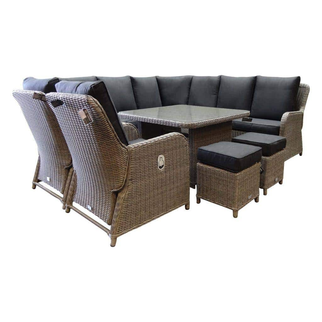 Bilbao hoek dining loungeset 8-delig verstelbaar grijs