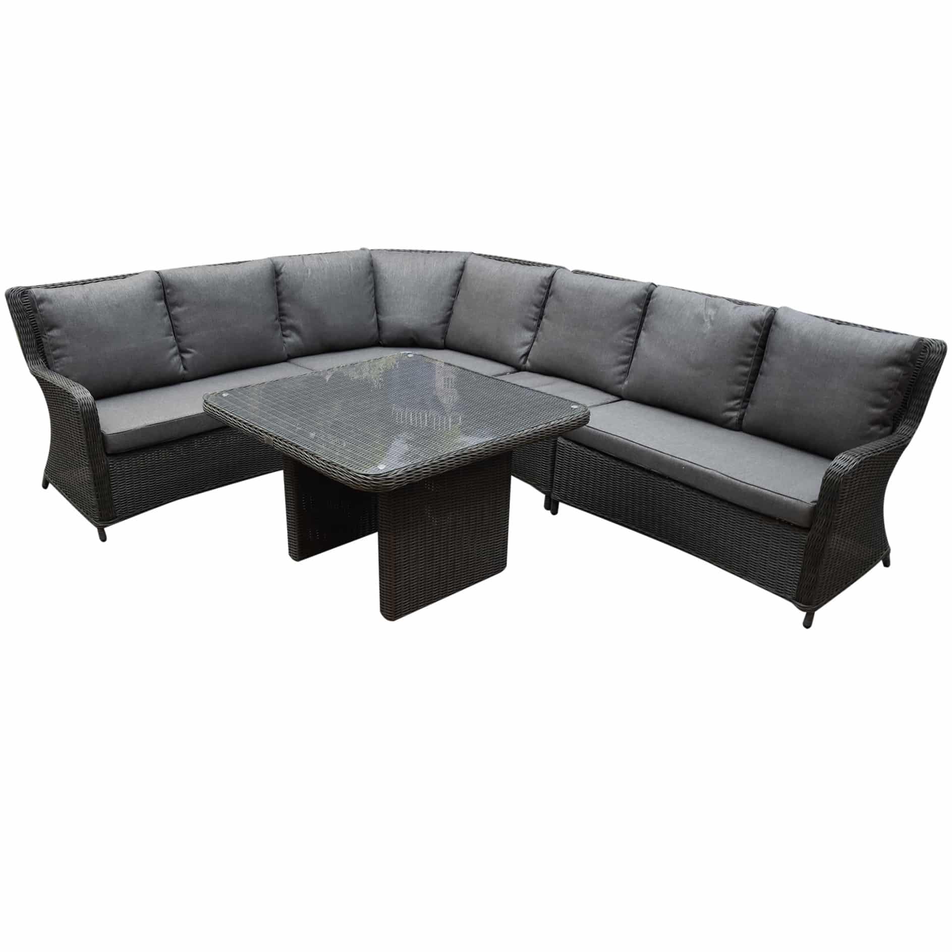 Bilbao premium dining hoek loungeset 5 delig antraciet wicker