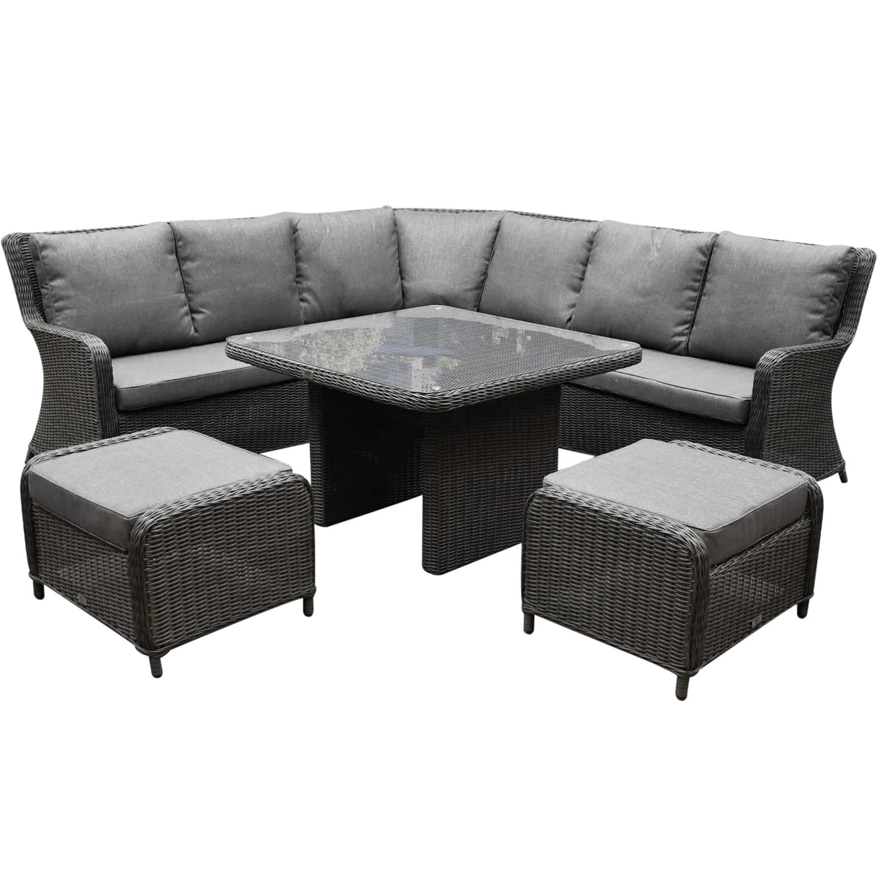 Bilbao premium dining hoek loungeset 6 delig antraciet wicker