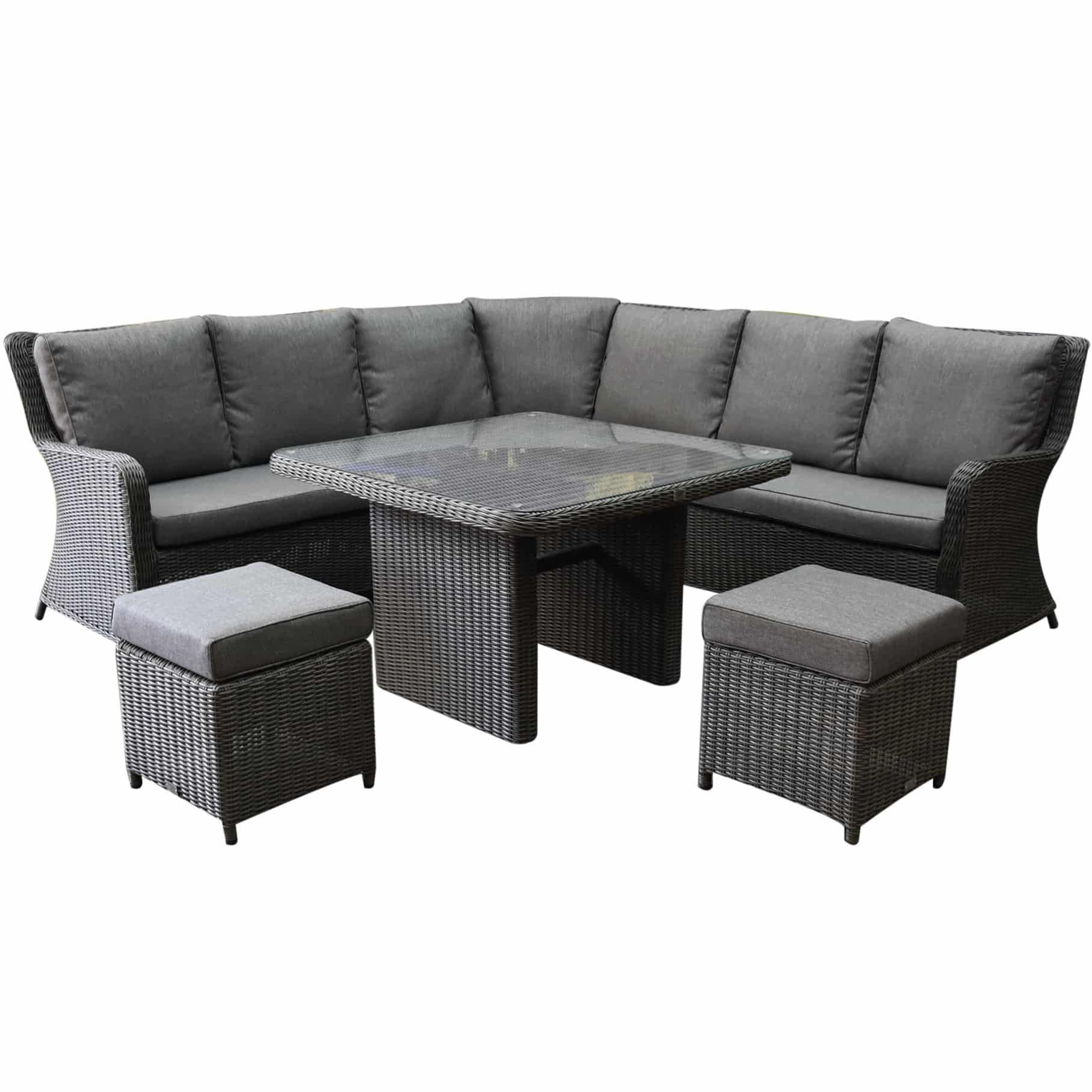 Bilbao premium dining hoek loungeset 6 delig antraciet wicker