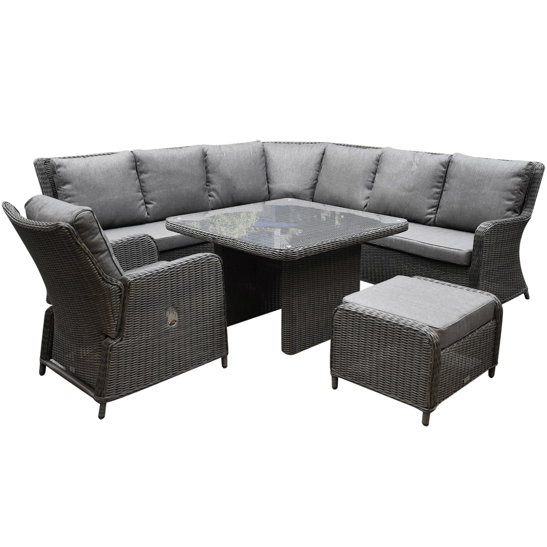 Bilbao premium dining hoek loungeset 6 delig antraciet wicker