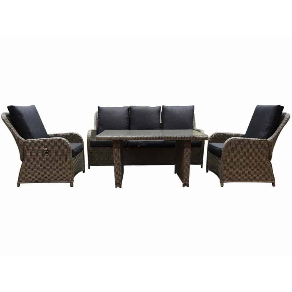 Bilbao stoel-bank dining loungeset verstelbaar 4-delig grijs