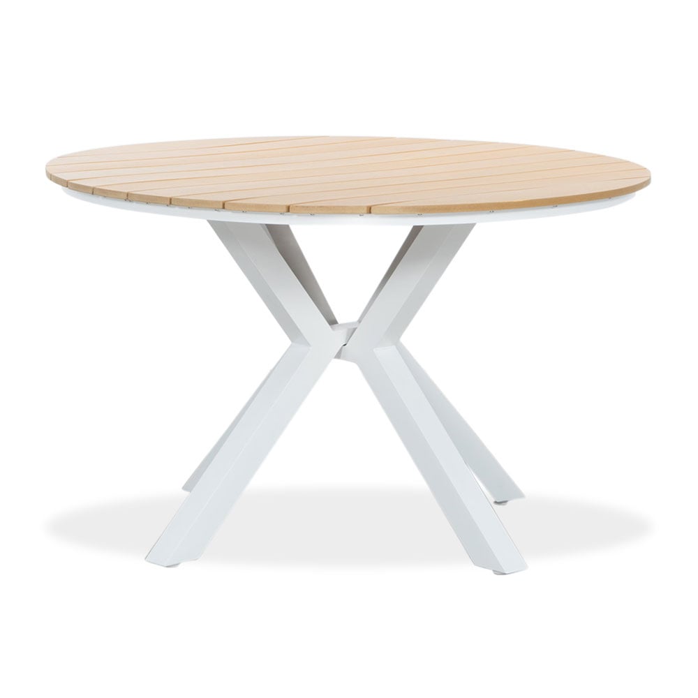 Calgary dining tuintafel | aluminium + polywood | Natural Wood | 120cm rond