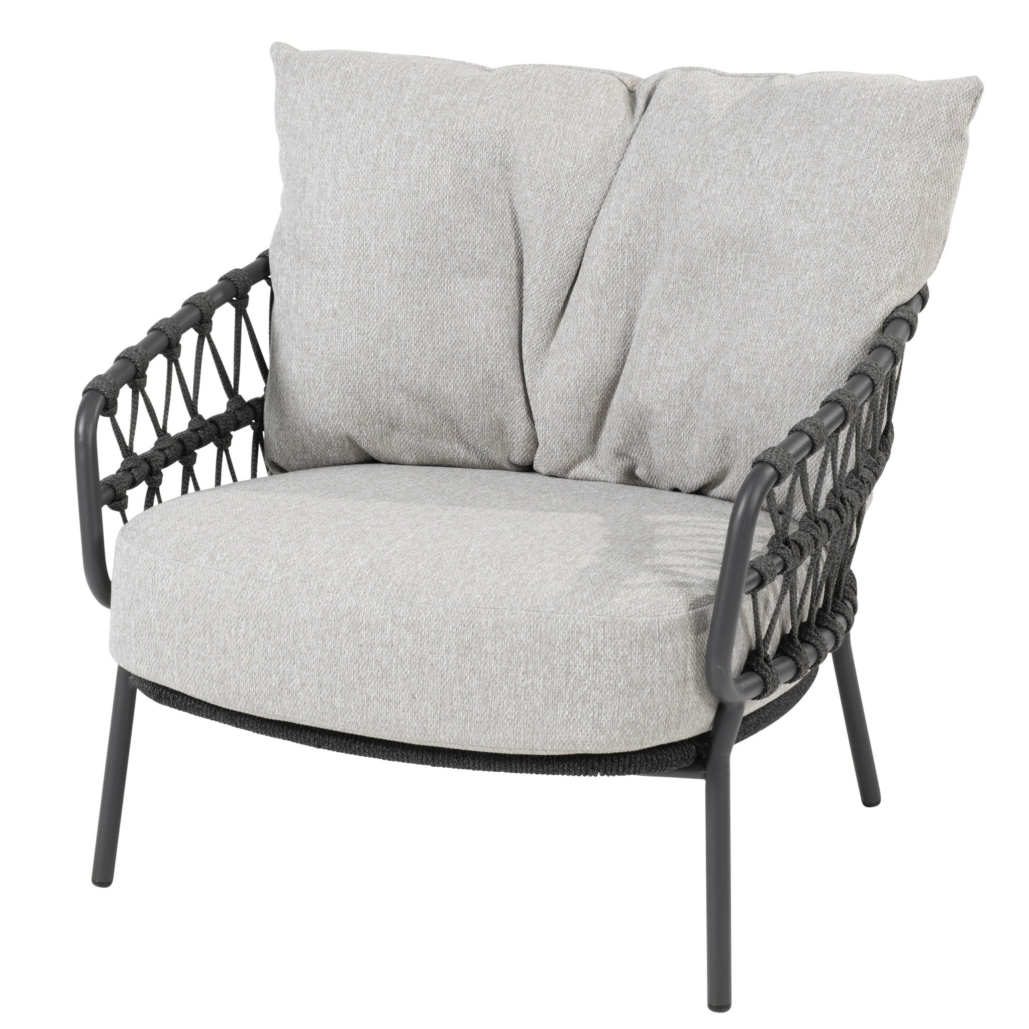 Calpi lounge tuinstoel met 2 kussens antraciet 4 Seasons Outdoor