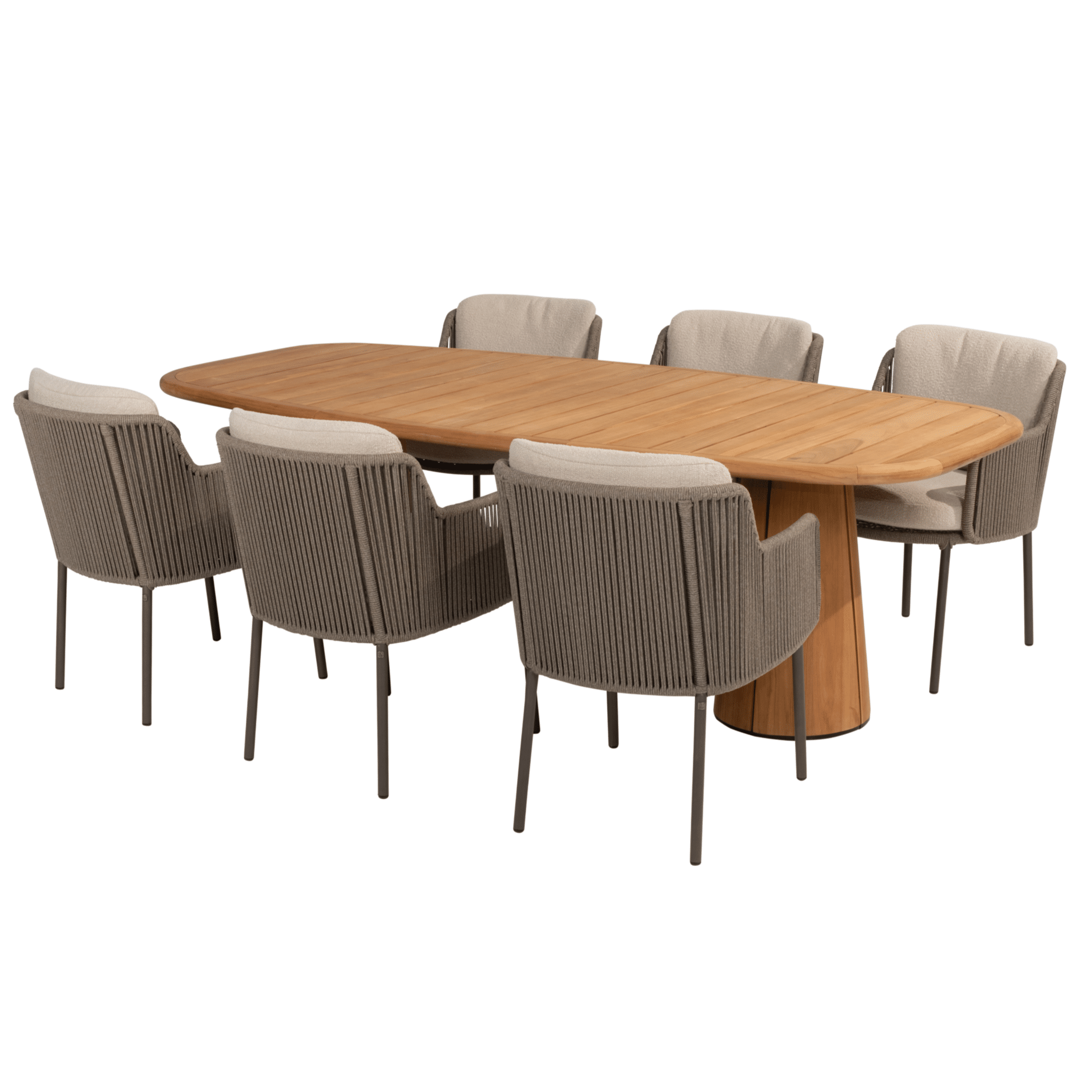 Capri Bernini dining tuinset 240x110xH75 cm 7 delig teak barrel terre 4 Seasons Outdoor