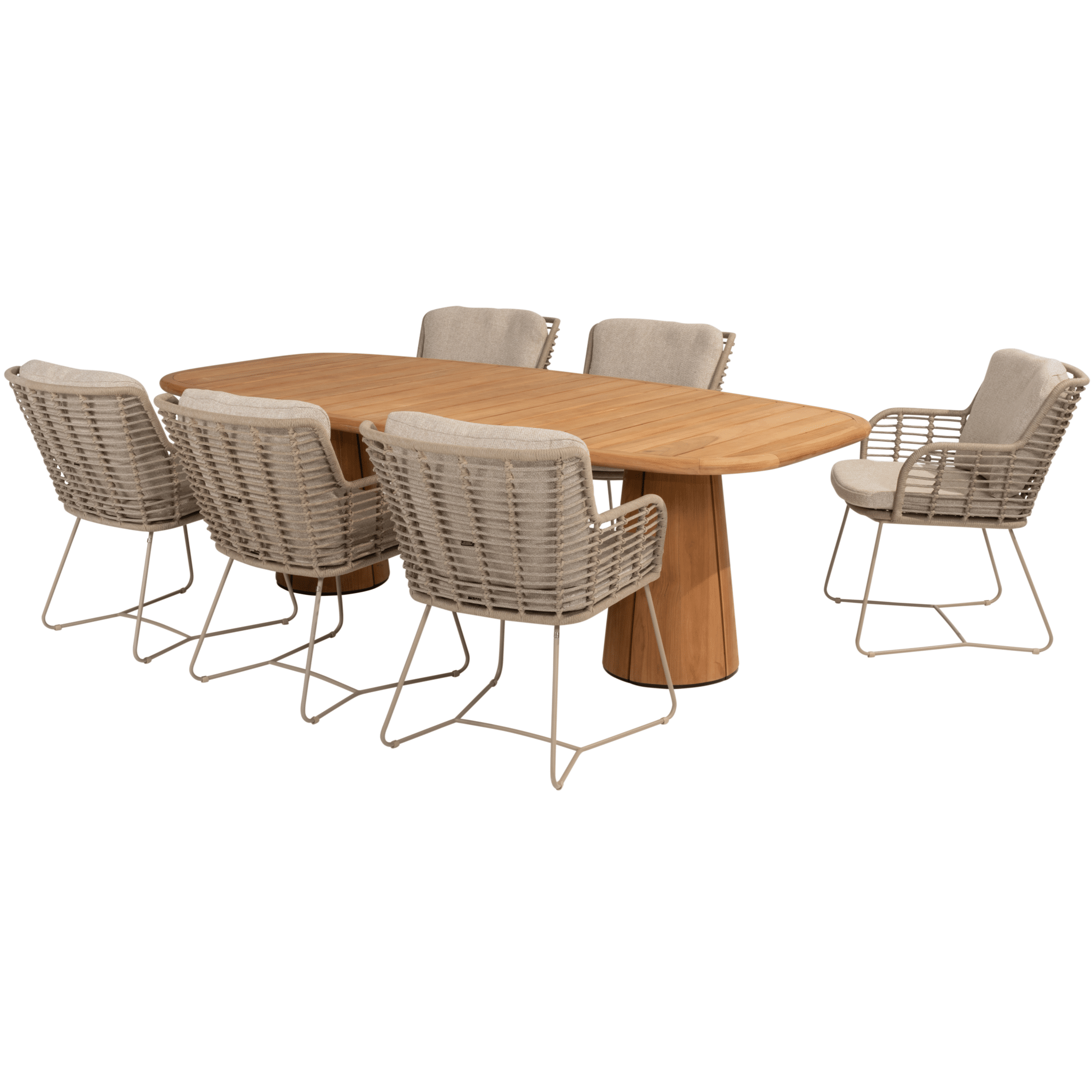 Capri Fabrice dining tuinset 7 delig 240x110xH75 cm teak latte 4 Seasons Outdoor