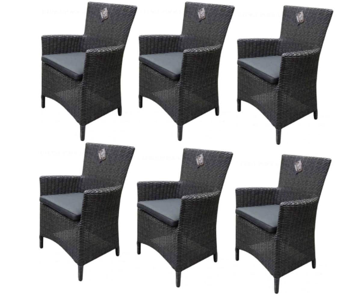 Capri dining tuinstoel antraciet set van 6