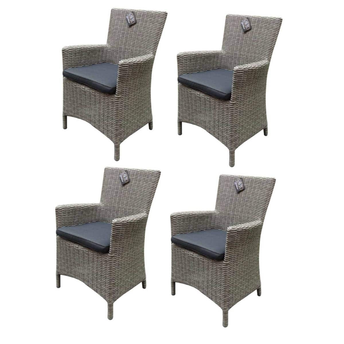 Capri dining tuinstoel grijs wicker set van 4