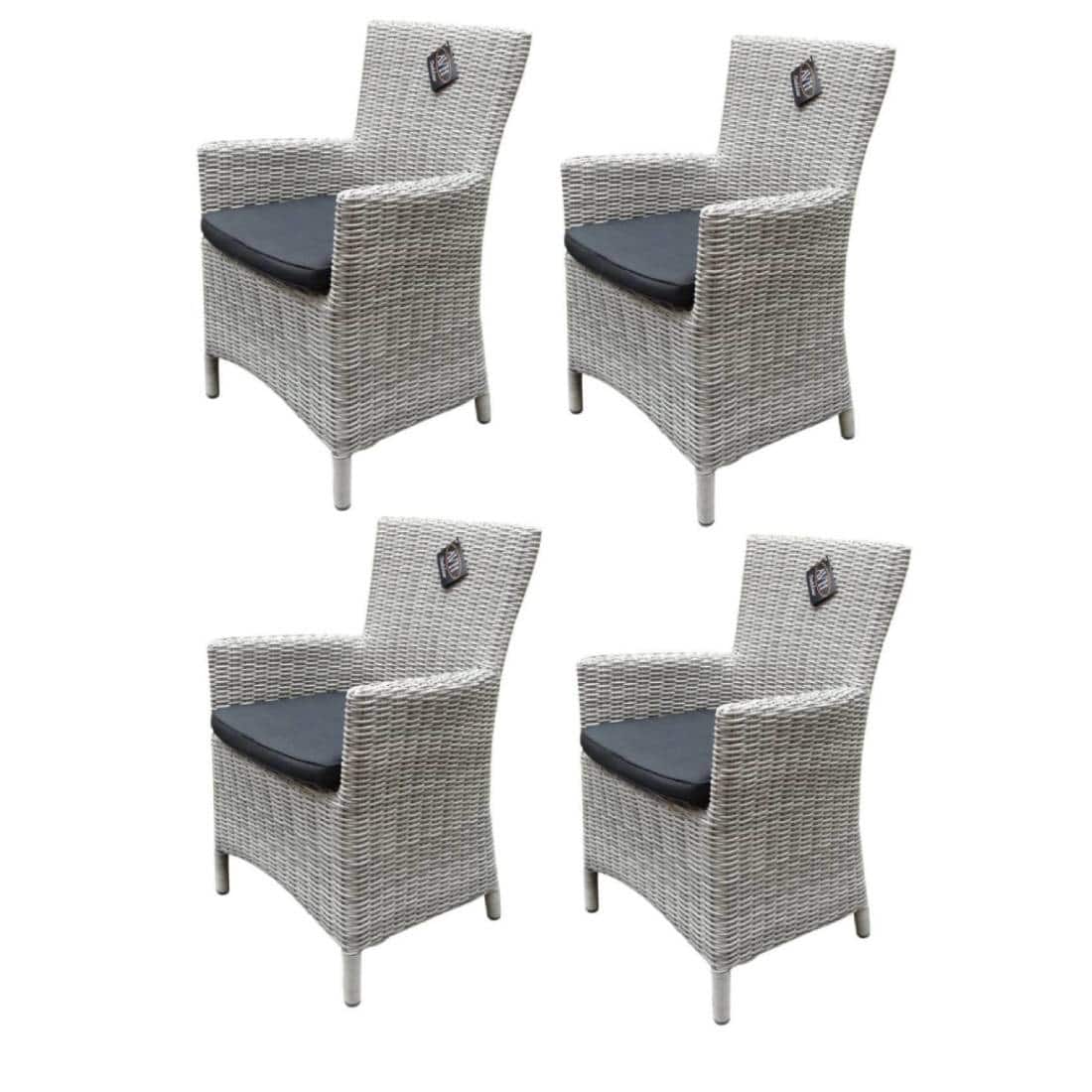 Capri dining tuinstoel wit grijs wicker set van 4