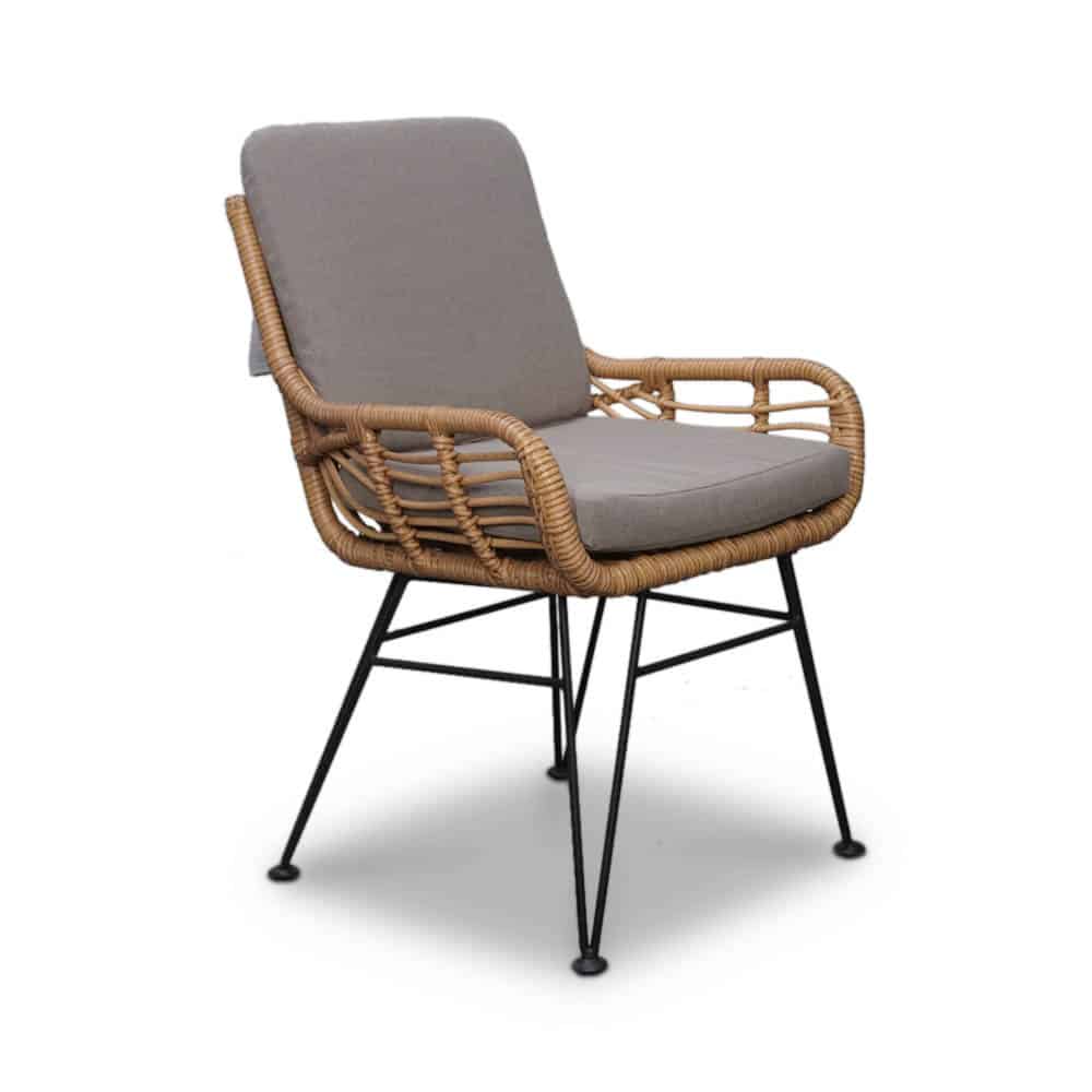 Carlos dining tuinstoel incl. kussens | wicker + RVS | Bamboo taupe