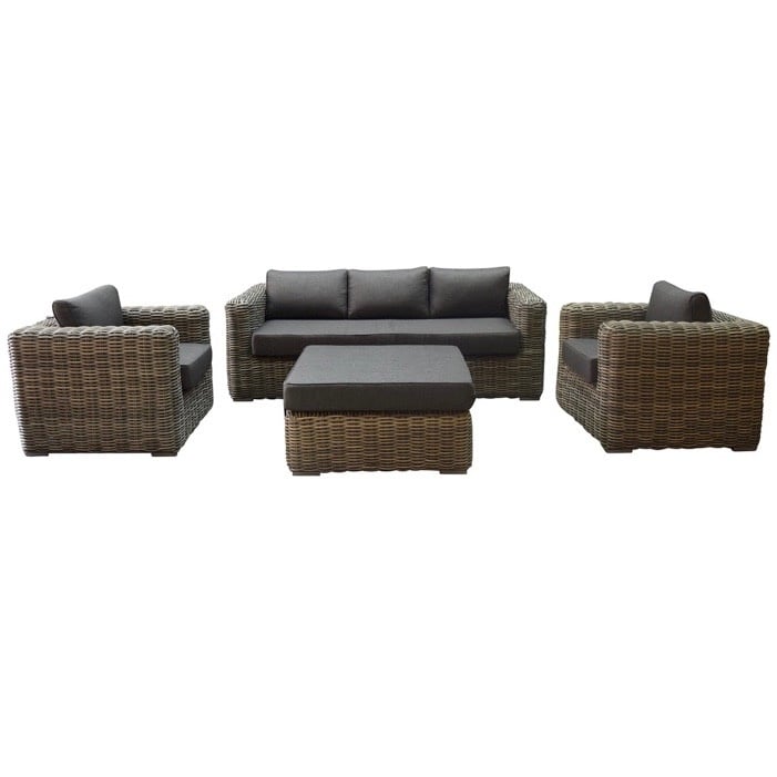 Cervo stoel bank loungeset 4-delig grijs wicker