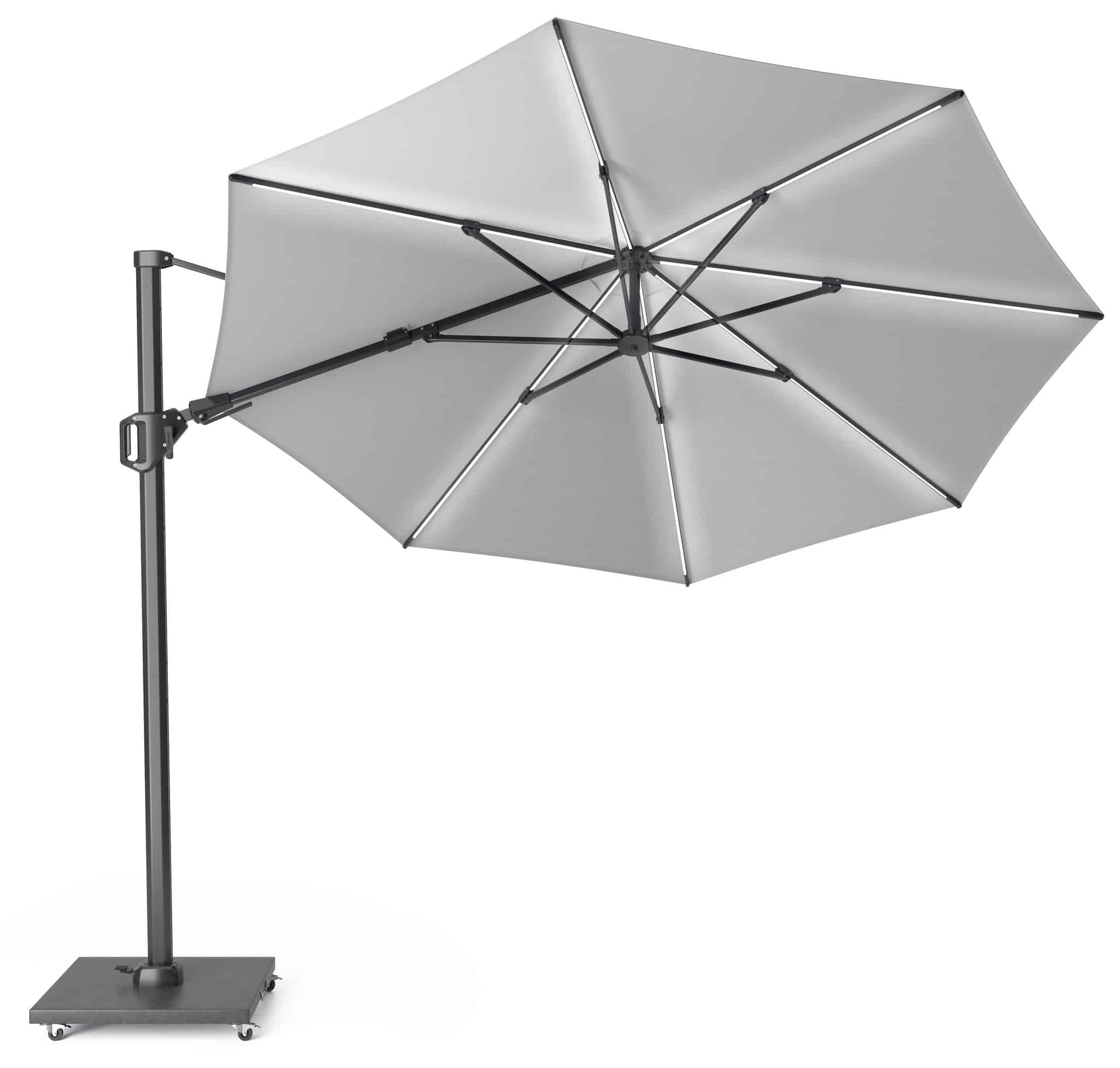 Challenger T2 glow zweefparasol 350 cm rond lichtgrijs