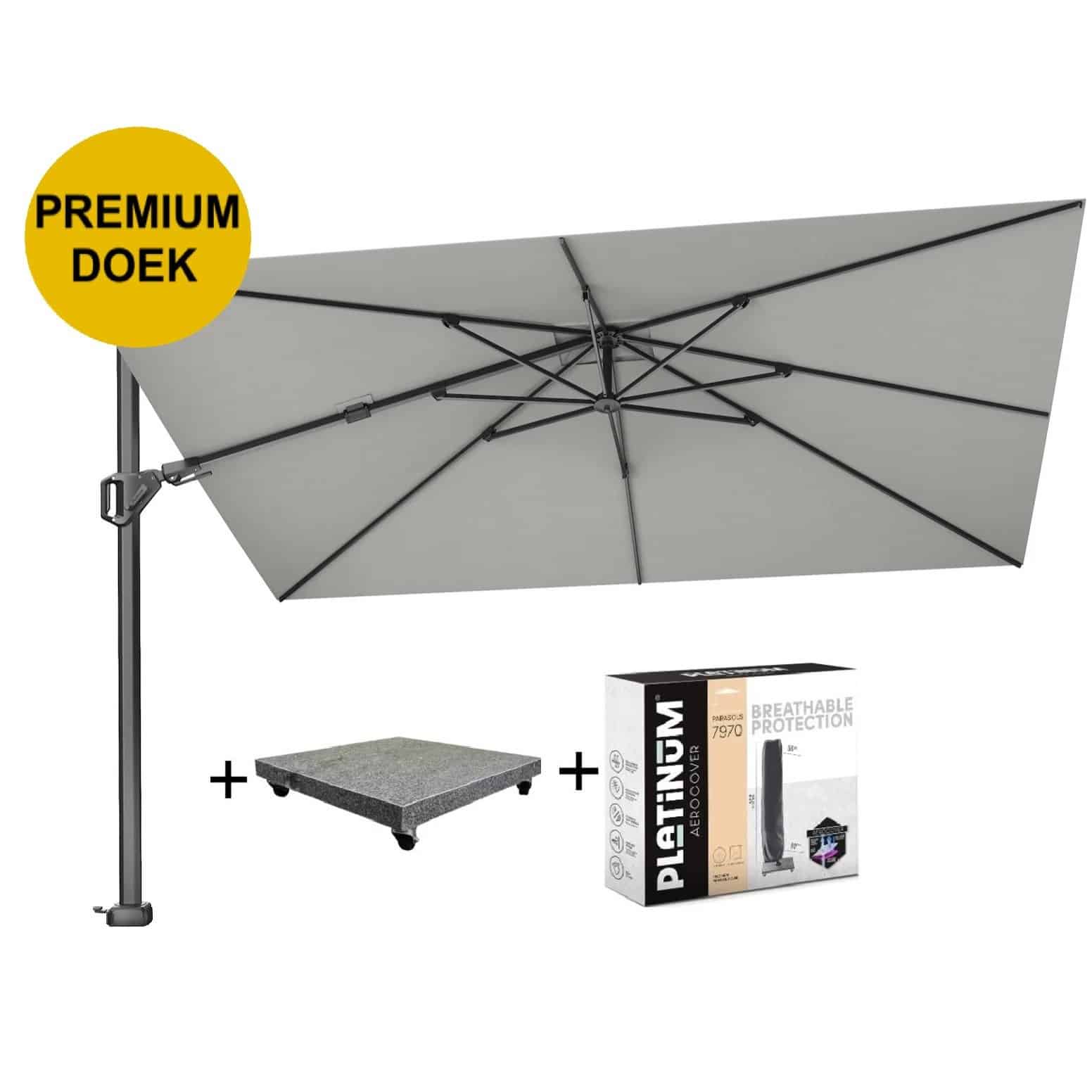 Challenger T2 premium zweefparasol 260x350 cm manhattan met parasolvoet 90kg en hoes