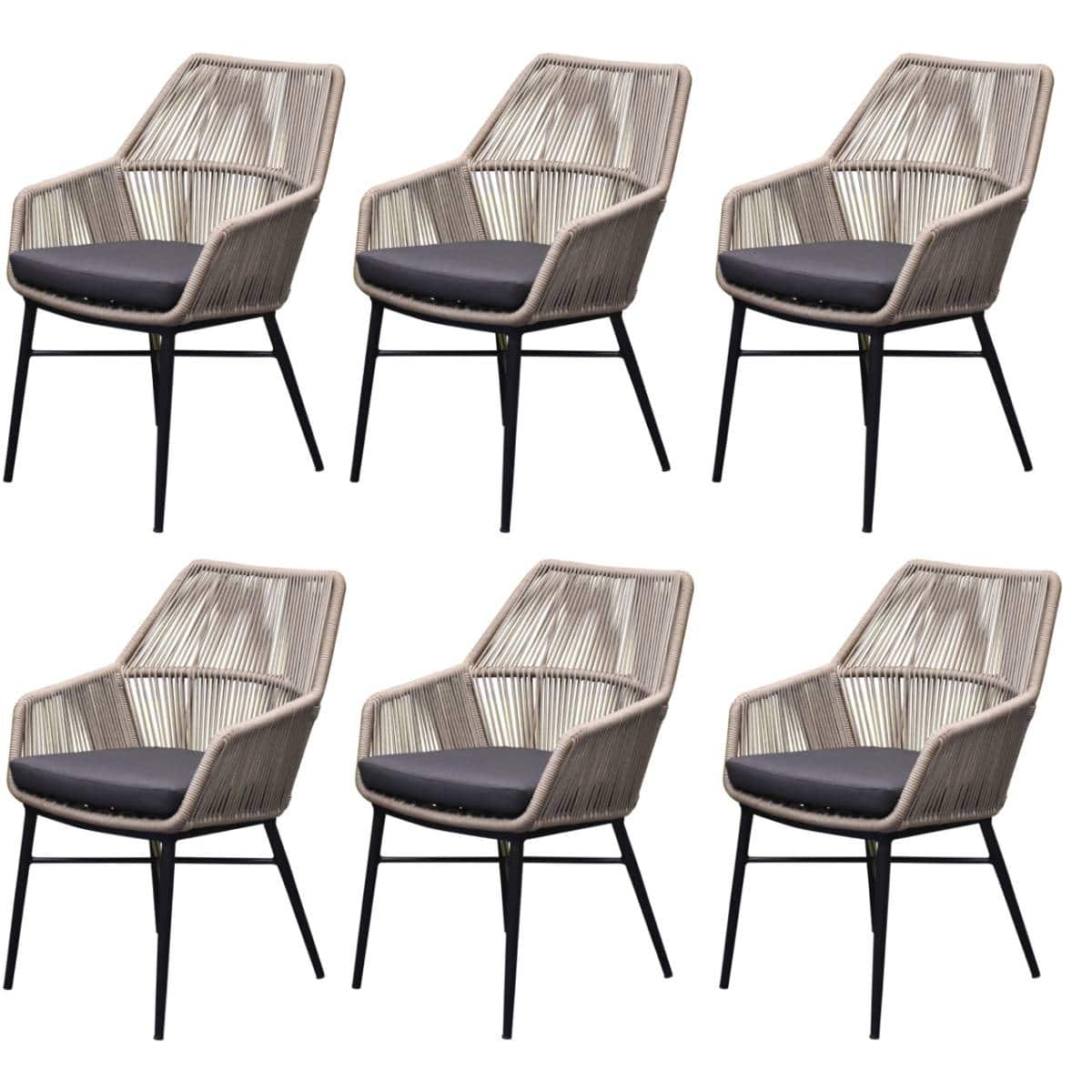 Chianti dining tuinstoel grijs rope set van 6