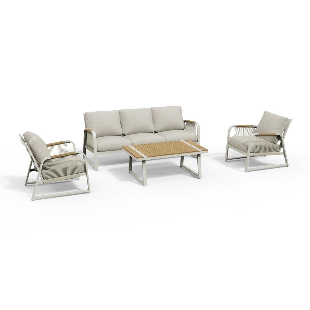 Como stoel-bank loungeset | aluminium + polywood | beige