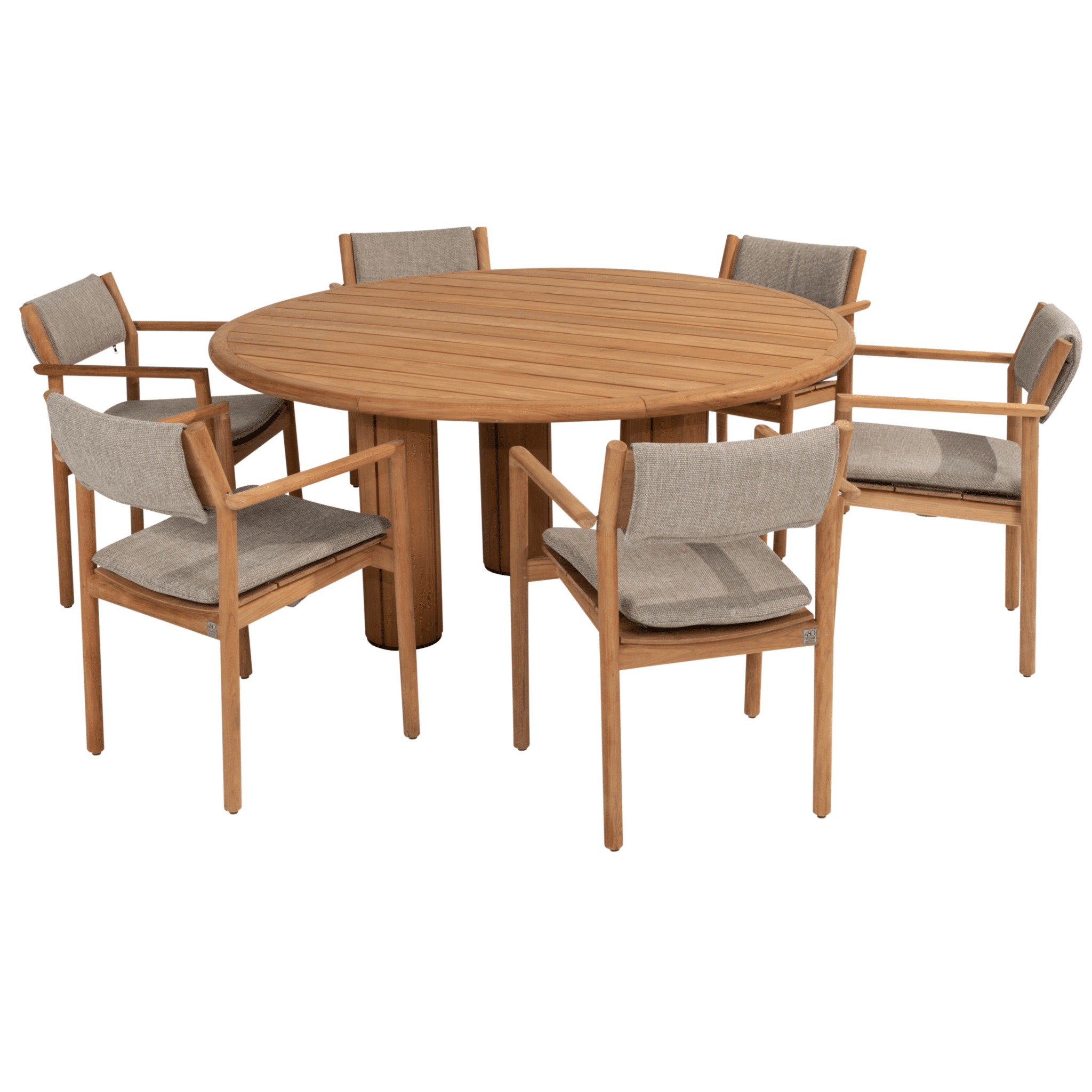 Corsica Levi dining tuinset 7 delig 160 cm rond teak 4 Seasons Outdoor