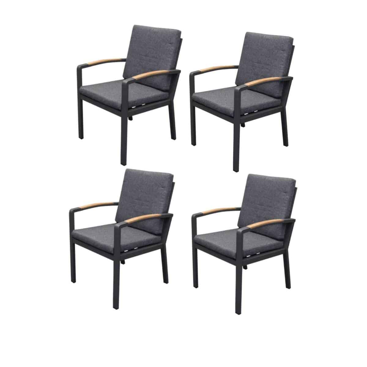 Costa Rica dining tuinstoel aluminium antraciet set van 4