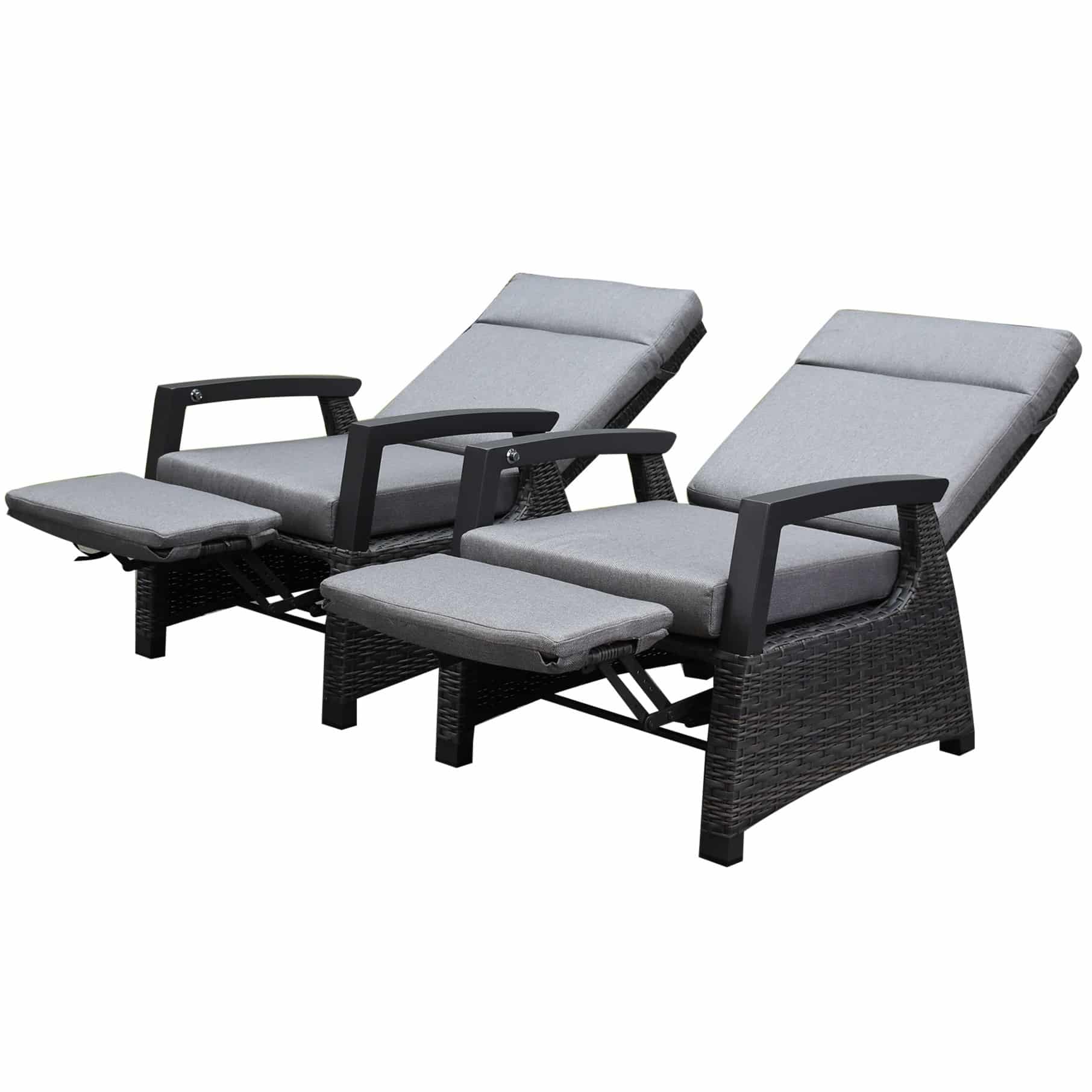 dallas lounge balkonset 2 delig verstelbare rugleuning en voetenbank antraciet