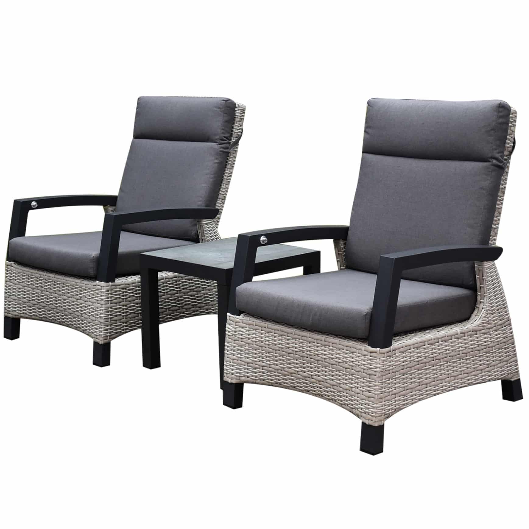 Dallas lounge balkonset 3 delig verstelbaar grijs