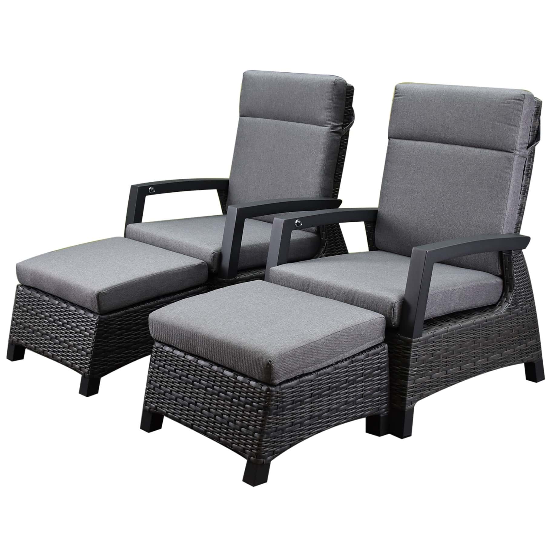 Dallas lounge balkonset 4 delig verstelbaar antraciet