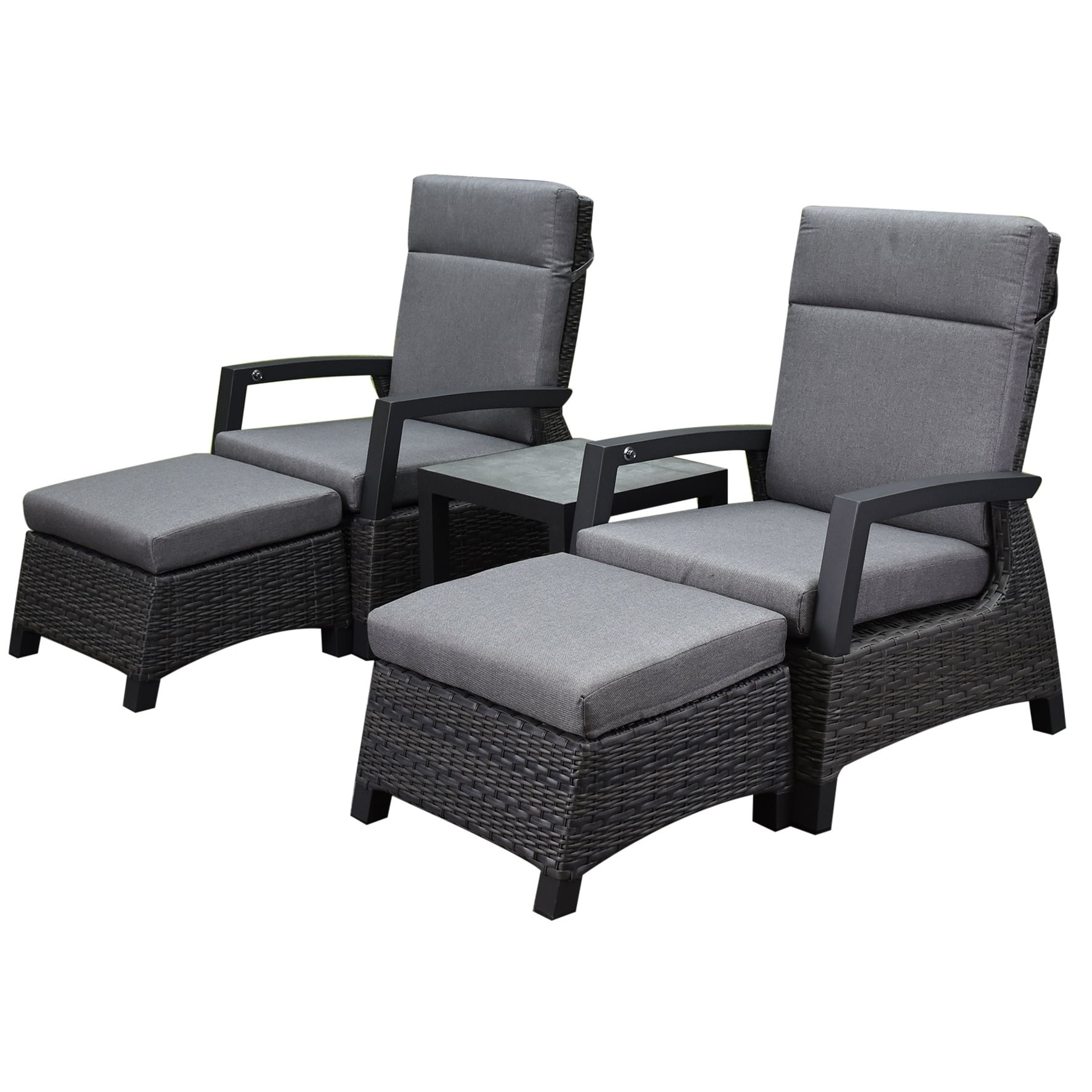 Dallas lounge balkonset 5 delig verstelbaar antraciet