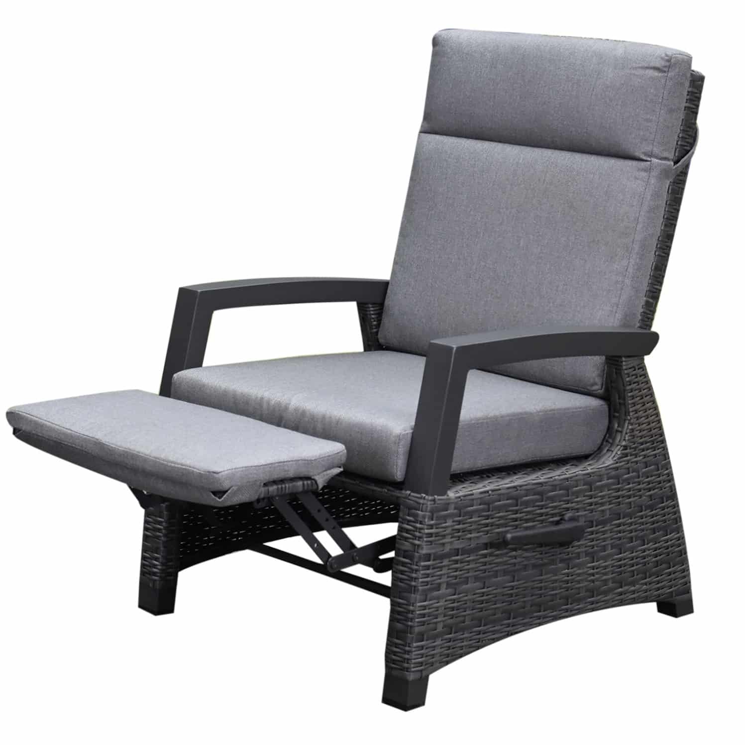 Dallas lounge tuinstoel verstelbaar met voetensteun antraciet